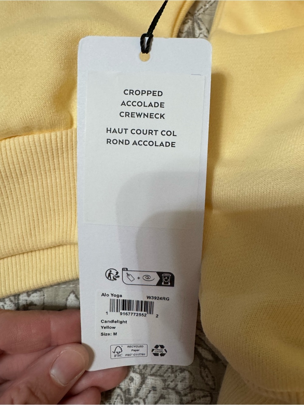 ALO candlelight yellow Yoga CROPPED Accolade crewneck - Picture 6 of 11